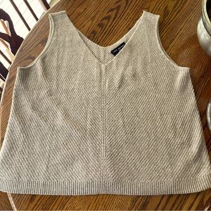 Beige Knit V-neck Tank Top